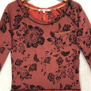 Jolt Floral Print 3/4 Sleeve Pocket Sweatshirt Top‎ Women's Size Medium